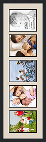 Art to Frames Double-Multimat-563-844/89-FRBW26079 Collage Photo Frame Double Mat with 5 - 8x10 Openings and Satin Black Frame - color: Seaside, size: 5-8x10
