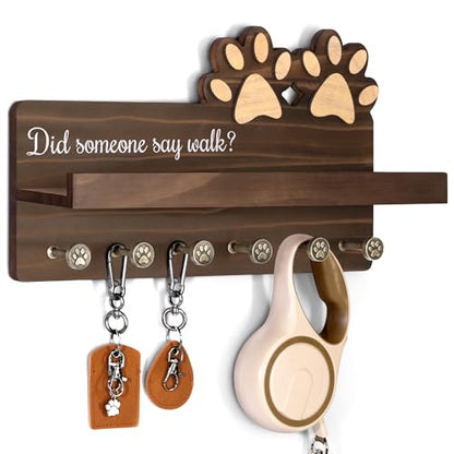 MTERSN Cute Dog Leash Holder for Wall for Pet Station Organizer, Brown - color: Brown