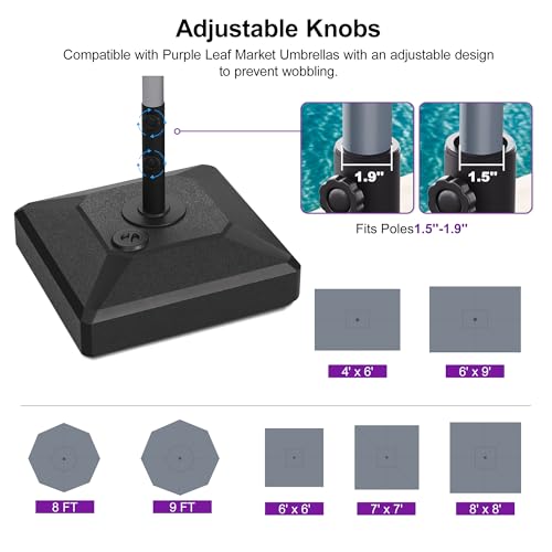 PURPLE LEAF HDML32 115 lbs Patio Market Umbrella Stand Base with Wheels | Convenient Mobility, High Quality HDPE Material, Maintain at least 3 Years, UV Protection, Strong Wind Resistant - size: Standard