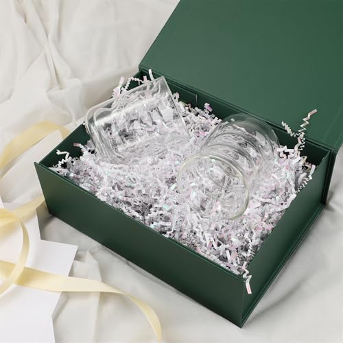 Green Gift Box,10x7.3x3.5 Gift Boxes With Lids For Presents Includes Ribbon And Diy Printable Sticker Paper,Bridesmaid Proposal Box,Magnetic Gift Box For Birthday,Wedding,Graduation - color: 10x7.3x3.5inch-Green-Pack 5