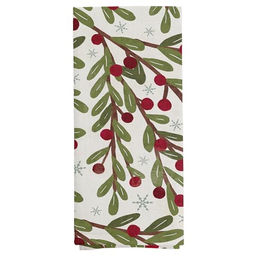 Boston International Dish Towel Set of Two Cotton Tea Towels, 28" x 18", Winter Berry - color: Winter Berry