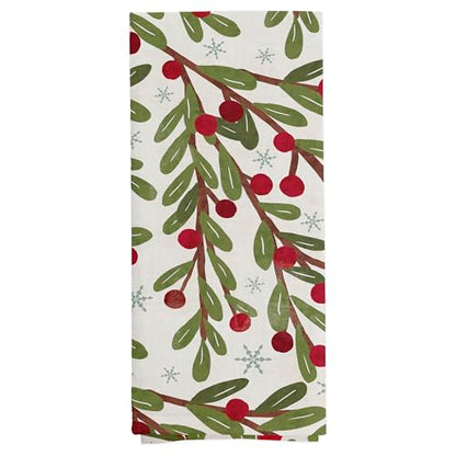 Boston International Dish Towel Set of Two Cotton Tea Towels, 28" x 18", Winter Berry - color: Winter Berry