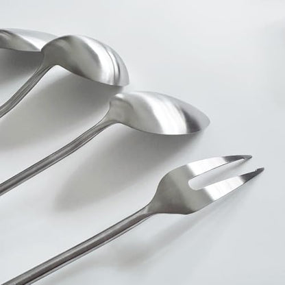 304 Stainless Steel Cooking Utensils Set 4 Piece 15 Inch Large Size Metal Kitchen Utensils Set Including Spatula,Ladle,Serving Spoon,Meat Fork,Stainless Steel Cooking Tools - size: 4 Piece utensils(spoon and fork set)