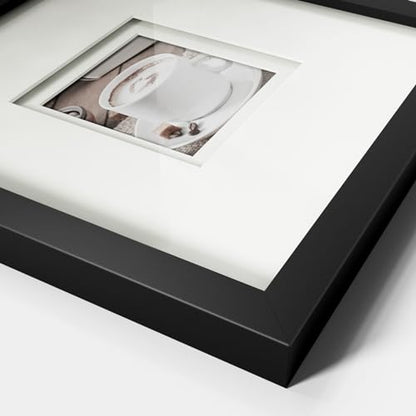 Yaetm 12x12 Square Picture Frame Matted to 5x5, Double Floating Ivory Mat, Black Photo Frame with Polished Tempered Glass for Wall Gallery, Home and Office, Wall Mounting, 3 Pack, Black