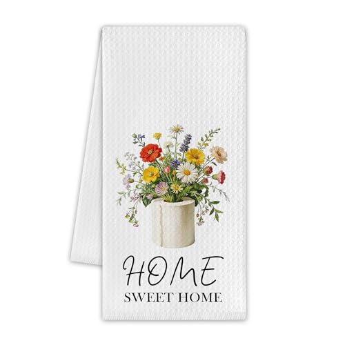 Floral Kitchen Towels, Spring Dish Towels for Kitchen, 13.8 X 23.6 Inch Decorative Hand Tea Towel for Home Bathroom, Wildflowers Themed Decorations & Gifts, 27 - color: Wildflowers