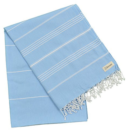 Bersuse Towels Anatolia XL Beach Blanket Throw Blanket Turkish Towel 100% Cotton Extra-Large Quick-Dry Lightweight Premium Peshtemal Towel - 61x82 Inches, Blue - color: Blue