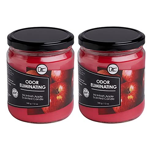 McIntosh Apple 2 Pack Odor Eliminating Highly Fragranced Candle - Eliminates 95% of Pet, Smoke, Food, and Other Smells Quickly - Up to 80 Hour Burn time - 12 Ounce Premium Soy Blend - color: Mcintosh Apple 2 Pack