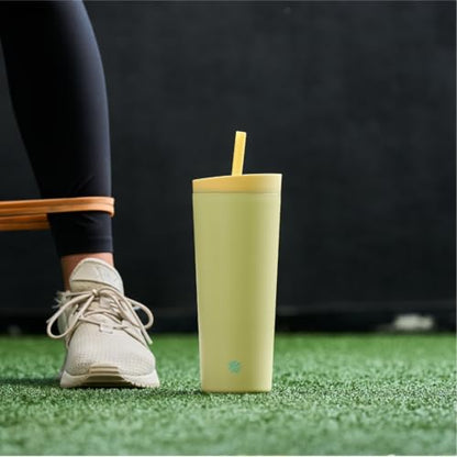 BlenderBottle Tumbler 2-in-1 Stainless Steel Shaker Bottle 24 oz, Mellow | Leak-Proof with Straw Removed | Blenderball Whisk Technology | Sip or Chug Spout | Protein | Greens | Hydration - color: Mellow, size: 24 Ounces