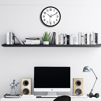 Foxtop 12 Inch Wall Clock Silent Battery Operated Analog Clock, Black | Non Ticking, Modern, Round, Easy to Read, Classroom, School, Office, Living Room, Bedroom - color: Black, size: 12 Inch - 1 Clock