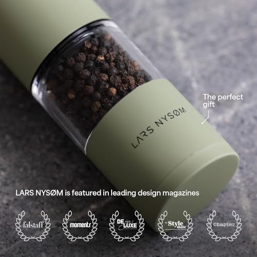 LARS NYSØM Salt and Pepper Grinder Set, Manual Salt and Pepper Mills with Adjustable Ceramic Grinder, Design Spice Shaker Set (Brown/Beige) - color: Taupe Brown/Almond Beige