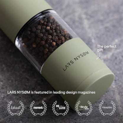 LARS NYSØM Salt and Pepper Grinder Set, Manual Salt and Pepper Mills with Adjustable Ceramic Grinder, Design Spice Shaker Set (Brown/Beige) - color: Taupe Brown/Almond Beige