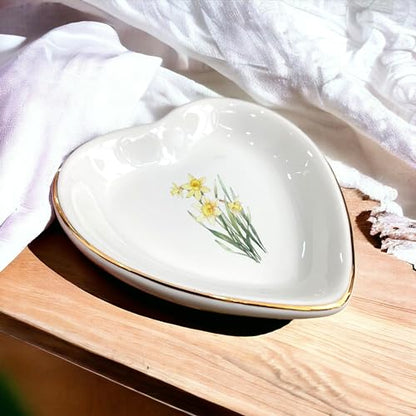 March Daffodil Flower Ring Dish-Yellow Floral Jewelry Dish for Hippie,Nature,Pace-January Flower for Mom,Mother-in-law,Step Mom,Godmother,Aunt,Grandma,Sister,Friend-Virgo Birthday Gifts - style: 3 - March (Daffodil)