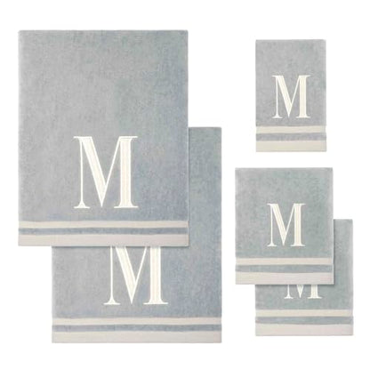 Avanti Linens - Towel Set, Soft & Absorbent Cotton, Embroidered Bathroom Decor, Set of 5 (Monogram Collection, Initial M) - style: M