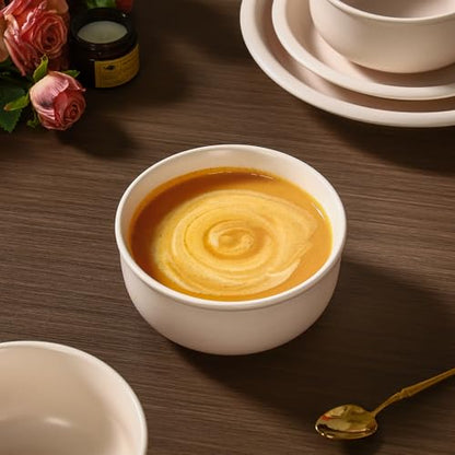 GZG 6-Inch Ceramic Cereal Bowls Set of 4, Cream Mist | Rustic Matte Glazed Stoneware, For Cereal, Soup, Salad & Snacks, 30 oz Capacity, Microwave & Dishwasher Safe - color: Cream Mist, size: 4 pcs Bowl Set