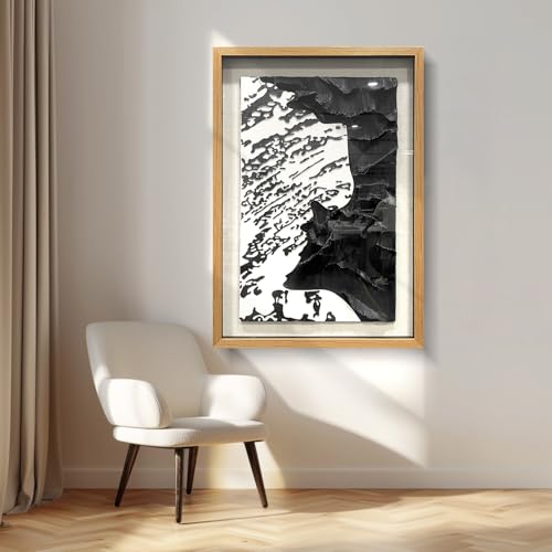 BrightA The Unique Torn Texture Of The Black And White Abstract Decorative Paintings Endows The Home Space With A New Artistic Style 27.5"x39.4" - color: White + Black + natural wood tone, size: 27.5"x39.4"