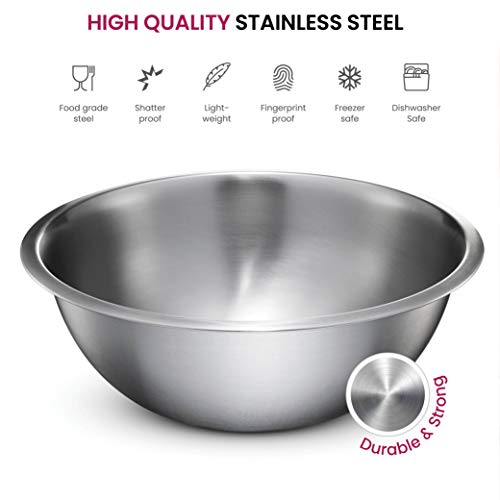 FineDine Stainless Steel Mixing Bowls (Set of 5) Stainless Steel Mixing Bowl Set - Easy To Clean, Nesting Bowls for Space Saving Storage, Great for Cooking, Baking, Prepping - size: 5 Pack
