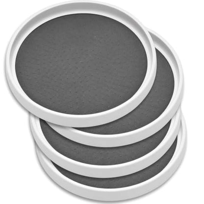 Oizeir Lazy Susan Organizer Set of 4, 10 Inch Non-Skid Turntable for Cabinet, Pantry, Kitchen, Countertop, Fridge, Bathroom – Durable Plastic Rotating Storage Tray, White - color: White