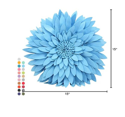 Contempo Lifestyles 3D Daisy & Sunflower Throw Pillow - Solid Light Blue Flower-Shaped Couch & Bed Pillow - Gift for Her - color: Solid Aqua