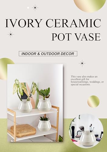 Serene Spaces Living Ivory Ceramic Pot Vase - Elegant Glossy Finish, Timeless Flared Design, Perfect for Floral Arrangements, Modern Home Décor & Gift Ideas, 6.5" Diameter & 5.5" Tall, Pack of 12