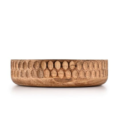 Kimona Decorative Bowl Mango Wood Centerpiece Decor Wood Bowl Key Decorative Centerpiece Bowl (10" X 10" X 2.5")