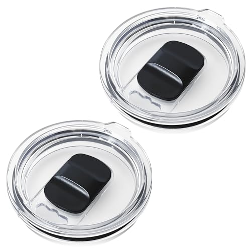 Replacement lids for 2 spill-proof stainless steel travel mugs，Open/Close, Straw Friendly, Suitable for cups with mouth size of 3.7-3.74 inches（30 OZ） - color: 30OZ Large Slide (2 Transparent)