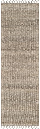 SAFAVIEH Natural Fiber Collection Runner Rug - 2'6" x 8', Grey, Handmade Boho Fringe Woven Jute, Ideal for High Traffic Areas in Living Room, Bedroom (NF368C) - color: Grey, size: 2'6" x 8' (Runner)