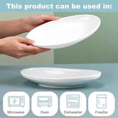 3 Pack Ceramic Oval Serving Dishes for Pasta, Porcelain Oval Serv | White Ceramic Dinner Plates, 14 Inch, 12 Inch, 10 Inch, for Party Dessert Food Sushi and Entertaining