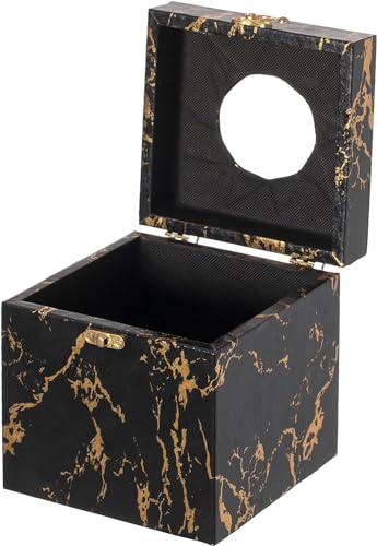 Black and Gold Marble Tissue Box Cover for Kleenex Box, Modern Elegant Tissue Box Holder with Lock for Bathroom, Bedroom, and Living Room, Square Shape Toilet Tissue Holder Organizer - color: Black Marble