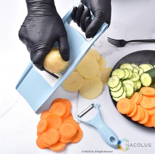 NACOLUS Handheld Mandoline Slicer for Kitchen, Vegetable Slicer Multi Blade Potato Chip, Veggie shredder, Vegetable Cutter, Julienne Shredder and peeler For Small Job In Kitchen Blue - color: Blue