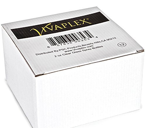 Vivaplex, 12, Clear, 2 oz Glass Bottles, with Black Fine Mist Sprayers