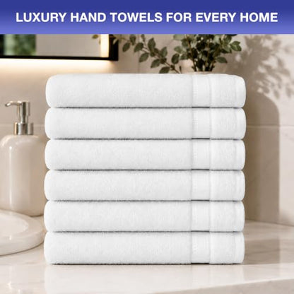 Soft Classic Towel Set - Ultra-Absorbent, Quick-Drying & Durable 6-Piece Towels - Ringspun Cotton Loops for Plush Comfort - Lightweight & Long-Lasting Bathroom Essentials - (White, Hand Towel) - style: Hand Towel