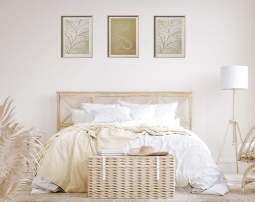 UPWOIGH Neutral Boho Line Art Framed Wall Art, 12 x 16 Inch, Set of 3 | Female Figure and Botanical Line Prints, Beige and Brown Earth Tones, Light Wood Frames for Bedroom, Office and Gallery Wall - color: Boho Brown