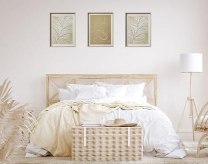 UPWOIGH Neutral Boho Line Art Framed Wall Art, 12 x 16 Inch, Set of 3 | Female Figure and Botanical Line Prints, Beige and Brown Earth Tones, Light Wood Frames for Bedroom, Office and Gallery Wall - color: Boho Brown