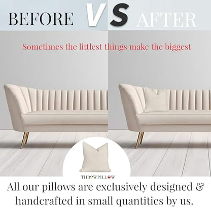 WWW.THROWPILLOW.IN Luxury Boucle Throw Pillow Cover - Textured Square Sofa Couch Accent Case for Elegant Decor in Living Room and Bedroom (20x20 Inches, Cream)