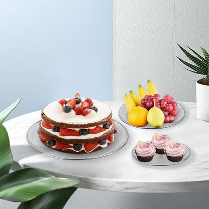 3 Tier Silver Cupcake Stand Stainless Steel Dessert Display Rack with Removable Tiered Tray for Parties,Weddings,Birthdays,Decorations,Any Festivals and Festivities(Stainless Steel Pole)