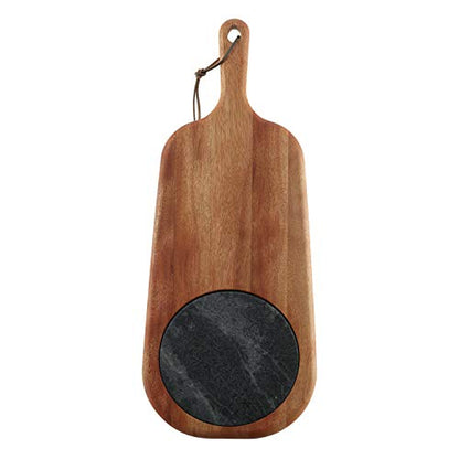 Tramontina Provence 2-Pc Cheese Serving Board with Marble Insert | African Mahogany Cutting Board, Natural Oil Finish