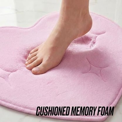 Juicy Couture Quilted Memory Foam Bath Mat, 24" x 26" Heart Shaped Pink Skid-Resistant Bath Rug - color: Shaped Heart Pink, size: 2' x 2'2" (Heart)
