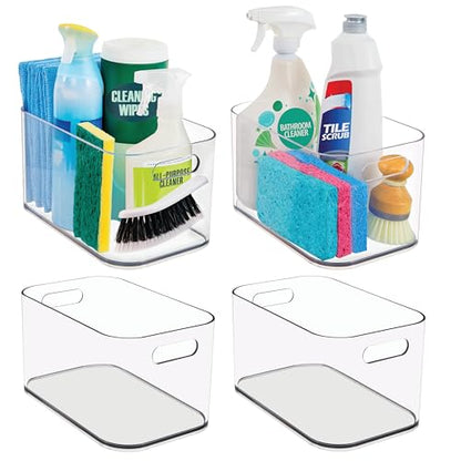 STORi Bliss 10" x 6" Open Clear Pantry Organizer Bin, Set of 4, Plastic Containers with Handle for Kitchen, Fridge, Cabinet, Closet, Bathroom, Undersink Storage Made in USA - style: Set of 4