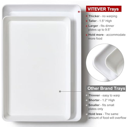 3 Pack, 16" x 11" Large White Serving Trays Set - Reusable Plastic Serving Platters for Cookie, Appetizer, Charcuterie, Snack, Dessert, Party Food Display - Stackable Kitchen CounterTop Tray, BPA Free - size: 3 Pack - 16" x 11"