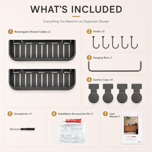 Shower Caddy Suction Cup, No-Drill Shower Organizer Shelf, 2 Pack | Large Capacity, Rustproof Aluminum, 2 Install Ways, Includes Hooks&Hanging Bar,Wall-Mounted Bathroom Organizer Storage Holder - color: Dark Gray