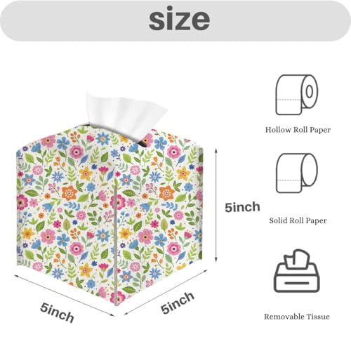 Floral Tissue Box Cover, Tissue Box Holder for Home, Bathroom, 5x5IN - color: Flower 373