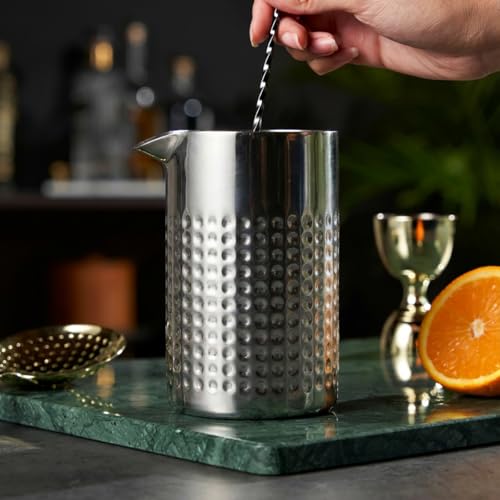 Elsjoy 18 oz Stainless Steel Cocktail Mixing Glass, Double Walled Bartender Mixer Cup Unbreakable Bar Mixing Tin for Stable Stirring