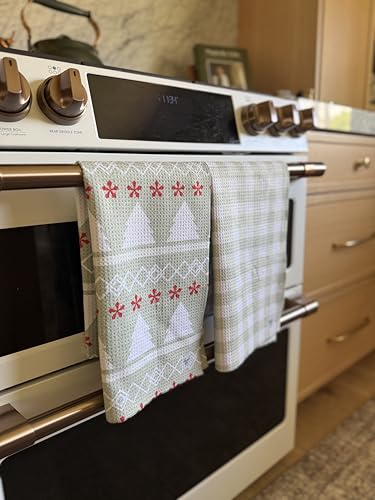 Kitchen Towels, Dish Towels for Kitchen, 3 Pc Kitchen Towel Set | Microfiber Waffle Towels, 16 x 26 inches, with Hanging Loops, Reusable Tea Towels, Cute Kitchen Towels - 3 Pack - color: Mint 2 Pack