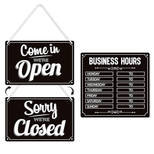 Open and Closed Business Hours Signs, Double-Sided | Replaceable Time, For Coffee Bars, Stores, Hotels, Restaurants, Hanging Decor, For Doors, Windows, Glass Walls - color: 043ZSXX