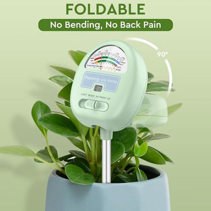 Soil Moisture Meter,4-in-1 Soil Ph Meter, Soil Tester for Moisture, Light,Nutrients, pH,Soil Ph Test Kit, Great for Garden, Lawn, Farm, No Battery Required, Gifts for Plants Lover - color: green