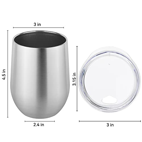 DOMICARE Stainless Steel Wine Tumbler Bulk with Lid, Personalized Insulated Tumblers Set, 12oz Travel Coffee Cups Pack of 1, Stainless steel - color: Stainless Steel, size: 1 Count (Pack of 1)