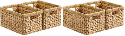 StorageWorks Wicker Basket, Baskets for Organizing, Storage Basket with Built-in Handles, Water Hyacinth Shelves (Medium 4-Pack, Natural Hyacinth) - color: Natural (Water Hyacinth), size: 2x 13¼"L x 8¼"W x 7"H (Pack of 2)