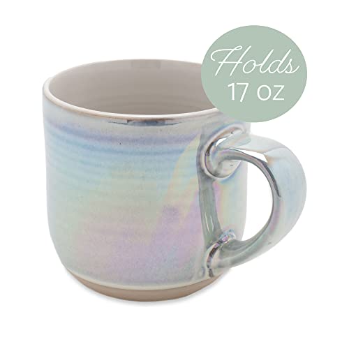 Elanze Designs Glossy Reactive Glaze Large 17 Fluid Ounce Everyday Kitchen Food Grade Ceramic Stoneware Coffee Mug Cup with Comfort Curved Handles, Set of 4, White - color: White