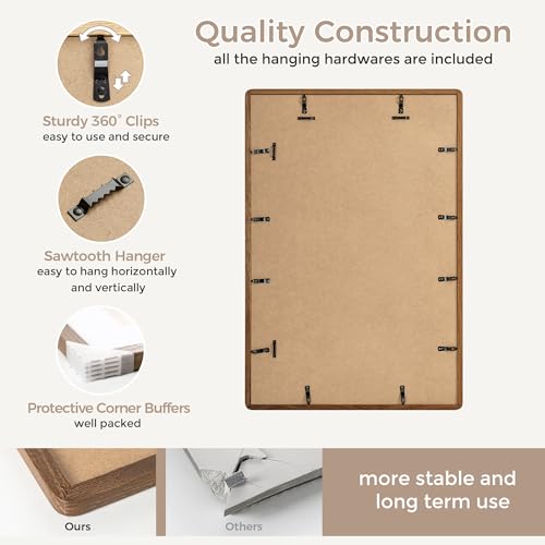 20x30 Poster Frame | Solid Oak Wood Picture Frame | 30x20 Picture Frame With Mat For 16x24 | Tempered Glass And Hanging Hardware Included | Walnut Wood Photo Frame (1 Pack) - color: Walnut, size: 20''x30''-1P