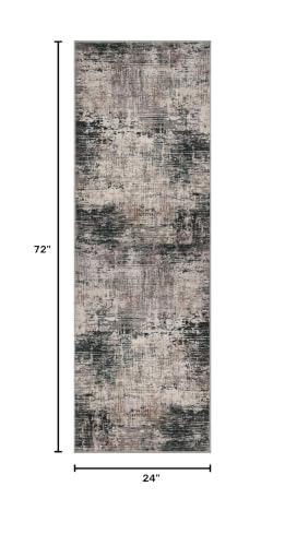 KILOCOCO Abstract Runner Rug 2x6 ft Washable Hallway Runner, Black/Brown | Machine Washable Kitchen Runner, Non Slip Entryway Runner, Printed Carpet Runners, Abstract Floor Runners, Soft Bedside Rug - color: Black/Brown, size: 2' x 6' (Runner)
